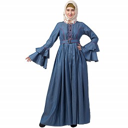 Designer Denim abaya with bell sleeves  Designer Denim abaya with bell sleeves